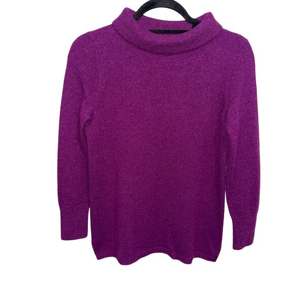 Talbots Petite Sweater Women’s Purple Pure Cashmere Turtleneck Sweater Sz Sp - Picture 1 of 8